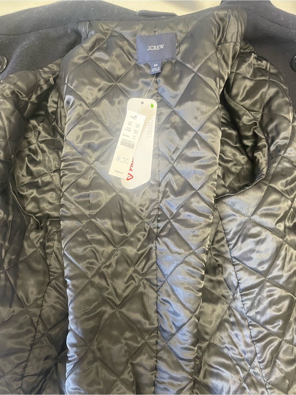 J. CREW Dock peacoat in wool blend with PrimaLoft® Navy Size M NWT $498 C0038 - Picture 11 of 12